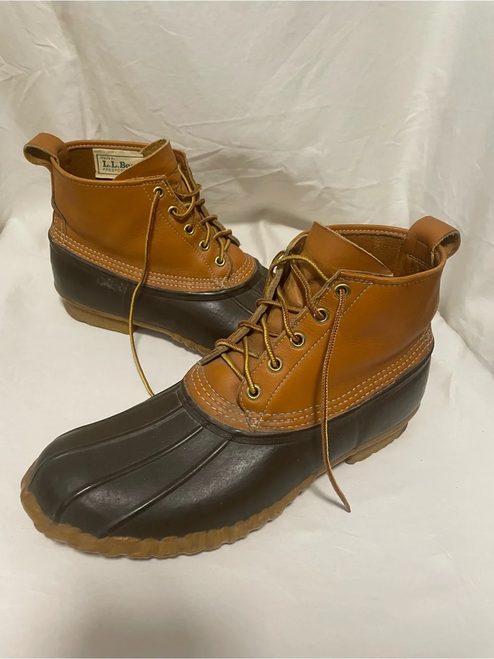 Vintage 1970s L.L. Bean Men’s Two-Tone Brown Waterproof Duck Boots